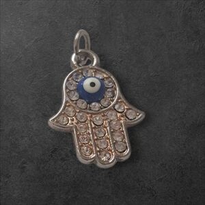 Vintage Silver Evil Eye Hamsa Bracelet Charm - SMALL